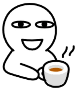 😀 Cartoon, Figur, Kaffee, Getränk, Lächeln telegram sticker