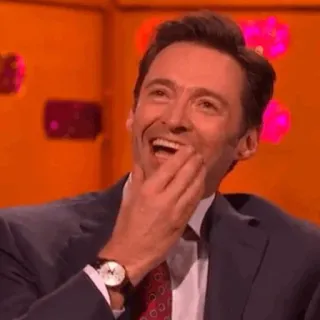 🎩 Hugh Jackman actor, celebrity, man, portrait, smile, suit whatsapp sticker
