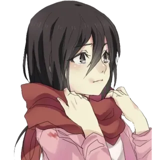 😢 Mikasa Ackerman Attack on Titan Anime, Cartoon, Verdrietig, Emotioneel, Attack on Titan, Mikasa telegram sticker