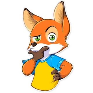 🤔 fox, cartoon, sticker, thinking, animal, illustration, orange telegram sticker