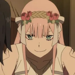 🥡 Zero Two Darling in the Franxx anime, zero two, darling in the franxx, cute, girl, pink hair telegram sticker