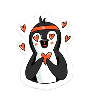 😍 펭귄, 동물, 귀여운, 하트, 사랑, 만화 telegram sticker