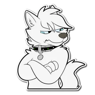 😒 Furry, Dier, Hond, Cartoon, Wit, Boos telegram sticker
