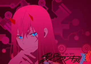 😠 Zero Two Darling in the Franxx ダーリン・イン・ザ・フランキス DARLING in the FRANXX Anime, Zero Two, Darling in the Franxx, Hörner, Pink, Manga telegram sticker