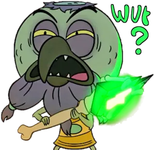 🤨 WUT? cartoon, confused, question, owl, WUT telegram sticker