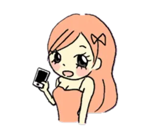 📱 Anime, Mädchen, Handy, Cartoon telegram sticker