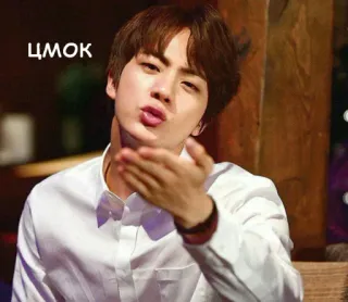 😘 Jin ЦМОК kpop, singer, idol, kiss, hand kiss telegram sticker