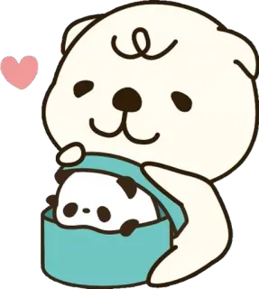 🐼 bear, panda, cute, animals, box, kawaii, heart telegram sticker