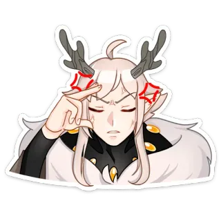 🤔 elf, antlers, anime, angry, character, sticker telegram sticker