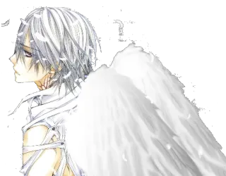 😇 Anime, Ángel, Alas, Pelo blanco, Fantasía telegram sticker