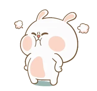 😤 lapin, en colère, dessin animé, mignon, lapin, personnage, frustré, vapeur whatsapp sticker