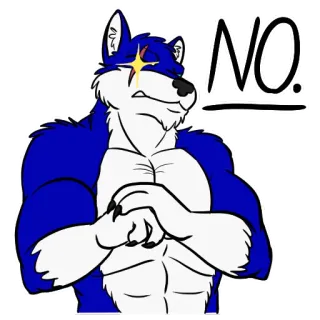 👎 NO. wolf, anthro, negative, refusal, furry, cartoon telegram sticker