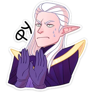 🤢 Oy elfe, genervt, figur, aufkleber, fantasie, ohren, ernst telegram sticker