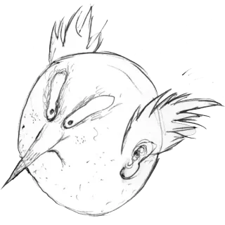 😡 desenho animado, pássaro, esboço, animal, desenho telegram sticker
