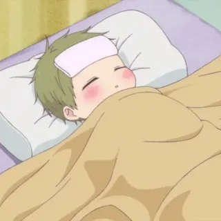 💗 Аниме, Спящий, Больной, Милый, Болезнь, Жар telegram sticker
