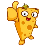 👍 queso, dibujo animado, comida, personaje, pulgar arriba, mono telegram sticker