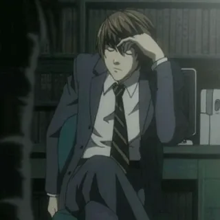⚖ Light Yagami Death Note animé, death note, light yagami, assis, pensif telegram sticker