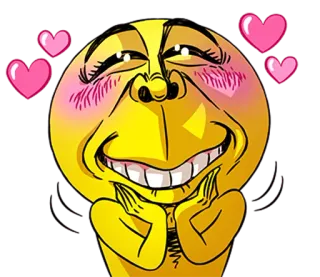 ❤ Hoạt hình, Biểu tượng cảm xúc, Màu vàng, Khuôn mặt, Nụ cười, Tình yêu, Trái tim telegram sticker