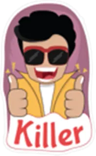 😌 Killer figo, occhiali da sole, pollice in su, cartone animato, adesivo telegram sticker