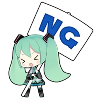 ❌ Hatsune Miku NG Anime, Chibi, Vocaloid, Hatsune Miku, Bandera telegram sticker