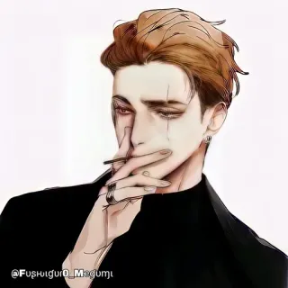 🚬 @FusִゅigυrO_Megυmi Anime, Manga, Personaje, Dibujo, Retrato, Hombre, Cigarrillo, Arte whatsapp sticker