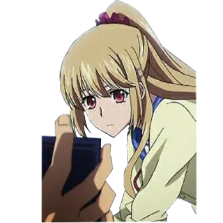 😕 Аниме, Девушка, Блондинка, Красные глаза, Персонаж whatsapp sticker