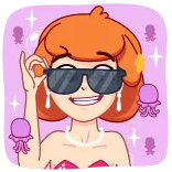 😎 sonnenbrille, cartoon, frau, krake, figur, aufkleber, animation telegram sticker