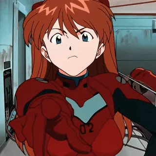 😒 Asuka Langley Soryu Neon Genesis Evangelion anime, character, girl, Asuka Langley, Evangelion telegram sticker