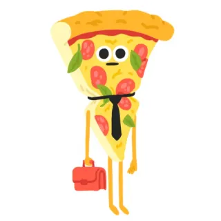 💼 Pizza, Pengusaha, Makanan, Kartun, Dasi, Tas kerja, Potongan whatsapp sticker