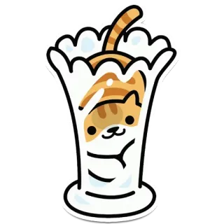 😴 кот, сандей, десерт, милый, каваий, животное, мультфильм whatsapp sticker