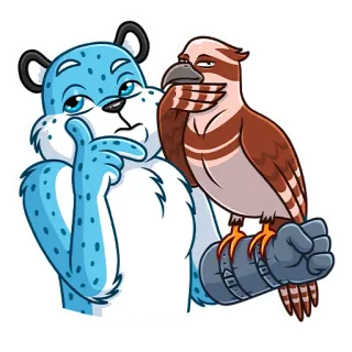 🤔 животное, синий медведь, птица, мультфильм telegram sticker