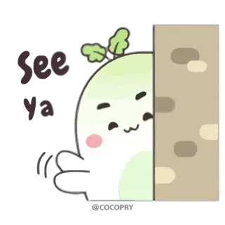 👋 See ya niedlich, kawaii, bis bald, Radieschen, Cartoon whatsapp sticker