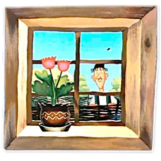 👀 Fenster, Figur, Blume, Pflanze, Illustration, Cartoon telegram sticker