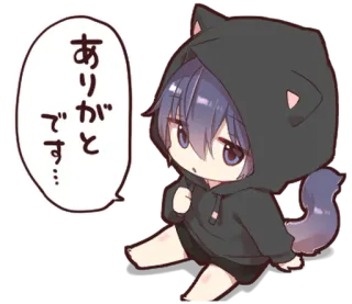 🐈‍⬛ ありがとうございます Anime, Chibi, Kawaii, Obrigado, Gato, Fofo whatsapp sticker