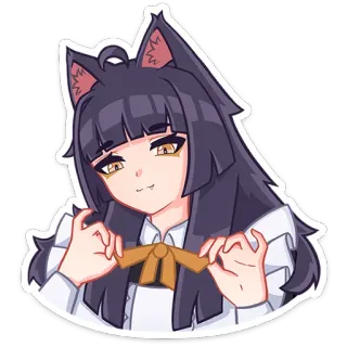 🙂 อนิเมะสาว, หูแมว, น่ารัก, สติกเกอร์, โบว์ telegram sticker