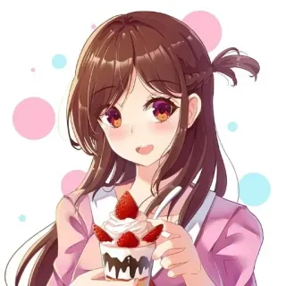 💕 アニメ, 女の子, いちご, デザート, 可愛い telegram sticker