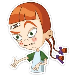 😑 cartoon, girl, funny, sticker, animation, child, character telegram sticker
