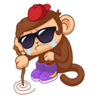 😢 macaco, desenho animado, triste, chorando, óculos de sol, emoji telegram sticker
