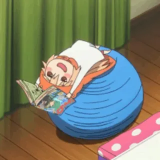 🍧 Nanao Nichijou anime, nichijou, character, relaxing, reading telegram sticker