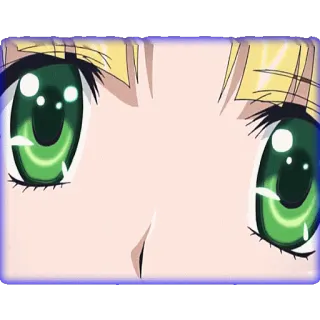 👀 anime, eyes, blonde hair, green eyes, cartoon telegram sticker