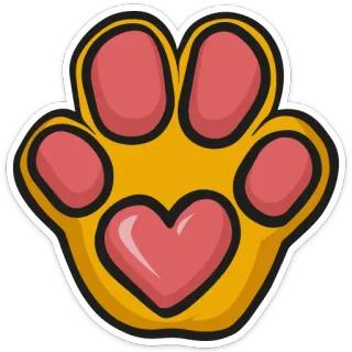 🐾 след лапы, сердце, животное, милый, стикер whatsapp sticker