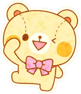 😉 beruang, binatang, lucu, kawaii, kartun, boneka beruang, pita merah muda telegram sticker