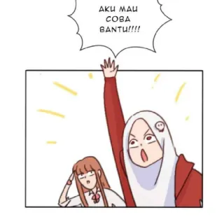 😄 AKU MAU COBA BANTU!!!! Kartun, Anime, Gadis, Bersemangat, Menjangkau, Balon ucapan telegram sticker