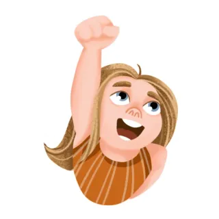 💪 chica, puño en alto, éxito, motivación, dibujos animados, celebración telegram sticker