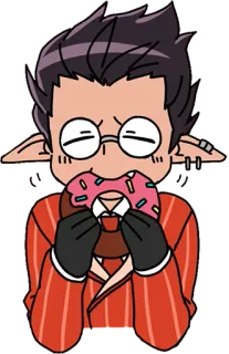 🙂 anime, donut, glasses, character, food telegram sticker
