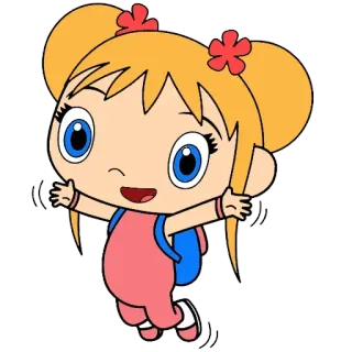 😝 dibujos animados, niña, mochila, niño, animación, saltando telegram sticker