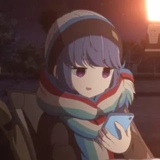 😏 Rin Shima Laid-Back Camp Anime, Garota, Bonita, Cachecol, Inverno, Yuru Camp telegram sticker
