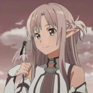 🍂 Asuna Sword Art Online anime, elf, karakter, tersenyum, imut, SAO whatsapp sticker