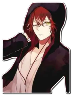 🍷 Anime, tóc đỏ, áo hoodie, nam, nhân vật, nghệ thuật telegram sticker