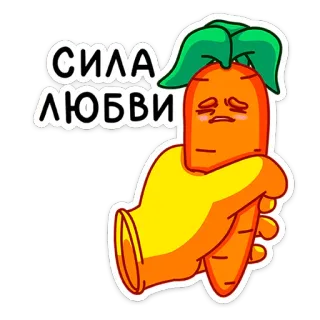 💪 СИЛА ЛЮБВИ морковь, любовь, грустный, овощ, рука whatsapp sticker